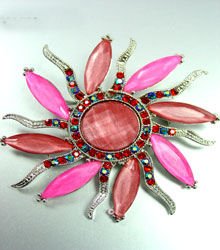 Hot Pink Crystals StarBurst Brooch 1BP4001591