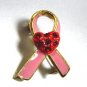 Pink Gold Ribbon Red Heart Brooch Cancer awareness 1BP1112904