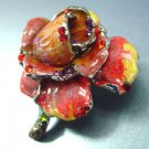 Red Enamel Crystals Rose Brooch Pin 1BP080751