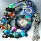 Blue Beads Crystals Tassel Bracelet Watch  1WB235006