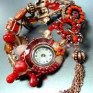 Red Beads Crystals Tassel Bracelet Watch 1WB235006