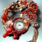 Red Beads Crystals Tassel Bracelet Watch 1WB235006