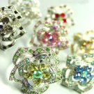 Dozen Color Crystals Rose Flower Rings   100FR18185