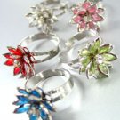 Dozen Colorful Lucite Crystals Flower Rings   1DR400145