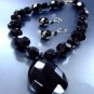 Black Glass Crystals Necklace Set  1N001884