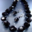 Black Glass Crystals Necklace Set