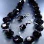 Black Glass Crystals Necklace Set