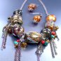 Black Patina Multi Beads Chains Neck Set