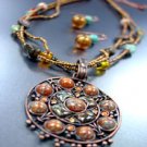 Brown Patina Crystals Necklace Set