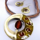 Brown Epoxy Enamel Antique Necklace Set