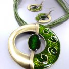 Green Epoxy Enamel Antique Necklace Set