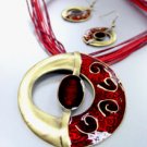 Red Epoxy Enamel Antique Necklace Set