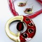 Red Epoxy Enamel Antique Necklace Set