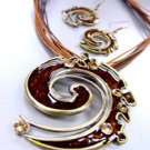 Brown Epoxy Crystals Antique Necklace Set