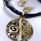 Black Epoxy Crystals Antique Necklace Set