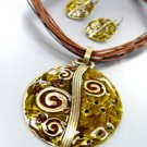 Brown Epoxy Crystals Antique Necklace Set
