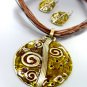 Brown Epoxy Crystals Antique Necklace Set