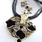 Black Epoxy Crystals Antique Necklace Set