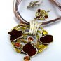 Brown Epoxy Crystals Antique Necklace Set