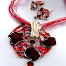 Red Epoxy Crystals Antique Necklace Set