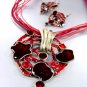 Red Epoxy Crystals Antique Necklace Set