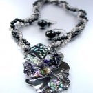 Black Epoxy Crystals Beads Necklace Set