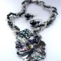 Black Epoxy Crystals Beads Necklace Set