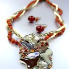 Brown Epoxy Crystals Beads Necklace Set