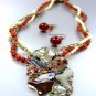 Brown Epoxy Crystals Beads Necklace Set