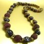 Natural Wood Silk Copper Long Necklace