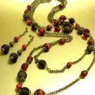 Natural Brown Beads Antique Long Neck Set