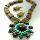 Natural Wood Turquoise Crystals Set