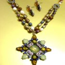 Natural Pearls Multi Crystals Neck Set