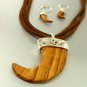 Natural Wood Horn Suede Necklace Set