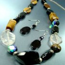 Natural Black Tigers Eye Necklace Set