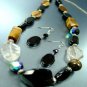 Natural Black Tigers Eye Necklace Set