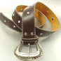 Brown Crystals Studded Fashion Belt