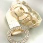 Creme Glitter Silver Rings Belt
