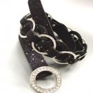 Black Glitter Silver Rings Belt