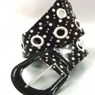 Black White Polka Dots Patent Belt