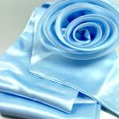 Blue Satin Scarf Belt Flower Brooch Wrap