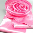 Pink Satin Scarf Belt Flower Brooch Wrap