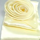 Beige Satin Scarf Belt Flower Brooch Wrap