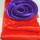 Red Satin Scarf Belt Purple Flower Wrap