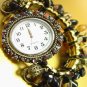 Black Stones Crystals Gold Watch