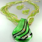 Green Murano Glass Beads Necklace Set  1N0808594