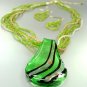 Green Murano Glass Beads Necklace Set  1N0808594