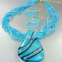 Blue Murano Glass Beads Necklace Set 1N0808594