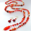 Red Murano Glass Beads Lariat Neck Set 1N2730235