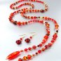 Red Murano Glass Beads Lariat Neck Set 1N2730235